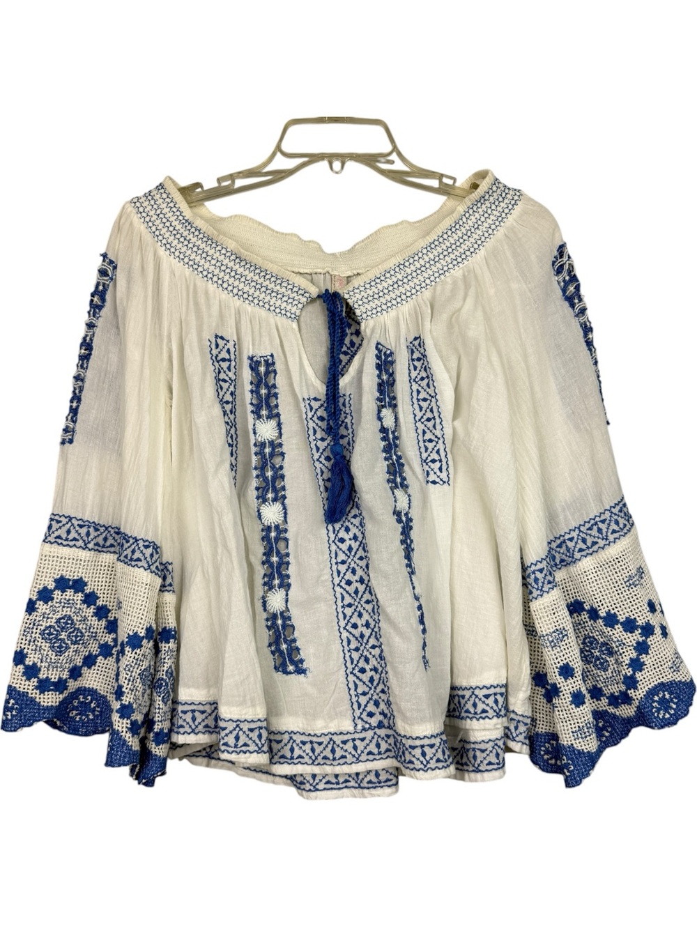 Free People Boho Embroidered Peasant Blouse - Picture 2 of 6